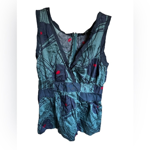 🍁 BUNDLE ONLY - 5/$15 Marc Jacobs Floral Peplum Top, Green & Blue, Size 2 - Picture 1 of 5